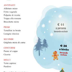 Menu di Natale 2025 del Ristorante Aperegina a Roma